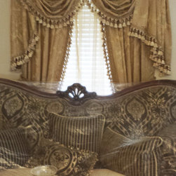 Gold Damask Window Treatments - Curtains