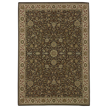 Aiden Traditional Vintage Inspired Brown/Ivory Rug, 5'3" x 7'9"
