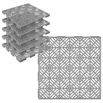 Multipurpose Indoor/Outdoor Flooring Interlocking Tiles, Gray, Set of 6