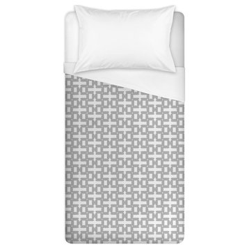 Gray Geo Pattern Twin Brushed Poly Duvet