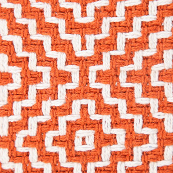 Orange Diamond Delight Woven Geometric 20" x 20" Throw Pillow