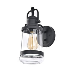Textured Black Outdoor Wall Sconce Lantern Light With Clear Glass