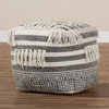 Bowery Hill Traditional Grey and Ivory Handwoven Cotton Pouf Ottoman