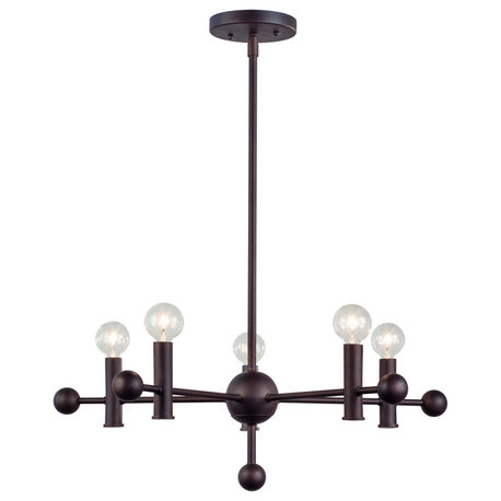 5 Light Chandelier, Antique Bronze