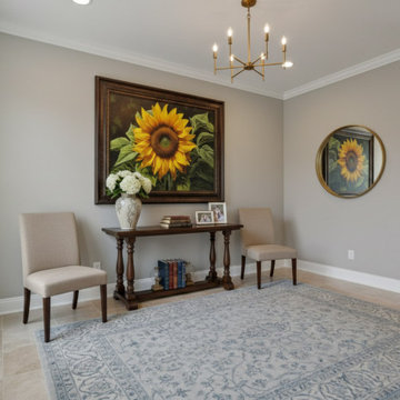 A Moment of Gold Digital Floral Artwork Transitional Wall Art