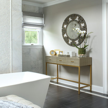 Large Luxury Master Bathroom Console Table and Mirror