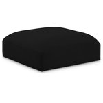 Meridian Furniture - Ease Upholstered Ottoman, Black - Ease into comfort when you bring home this Ease fabric modular ottoman. Designed with an uber casual vibe in mind, this plump ottoman sits low to the floor, making it a simplistically perfect addition to a living room, den, game room, teen's room, or dorm room. This fun ottoman is part of a modular collection, so you can add it with other items in the Ease collection for a custom arrangement.