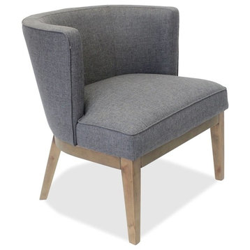 Lorell Linen Fabric Accent Chair, Wood Walnut Frame, Gray