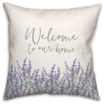 Welcome to our Home Lavendar Print 18x18 Spun Poly Pillow