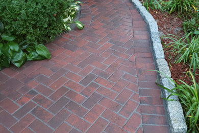 Red Bricks Walkway with cobblestone on the border