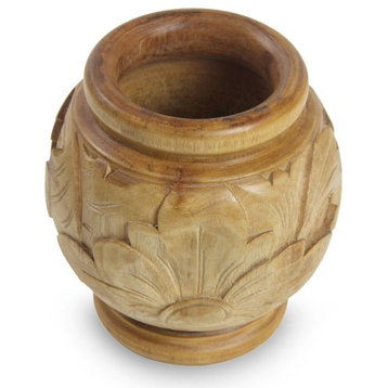 Sukawati Floral I Decorative Wood Vase