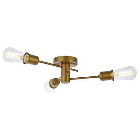 Elegant Lighting LD7049F18 Xavier 3 Light 18"W Semi-Flush Ceiling - Brass