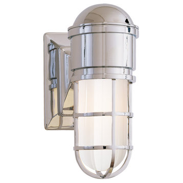 Marine Wall Light in Chrome with White Glass