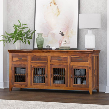 San Francisco Modern Texas Solid Wood 4 Drawer Large Buffet Cabinet
