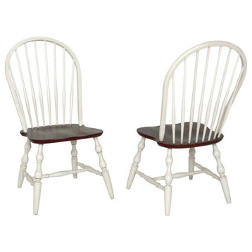 Andrews Distressed Antique White with Chestnut Brown Side Chair (Set of 2)