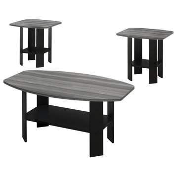 Table Set 3-Piece Set, Black, Gray Top