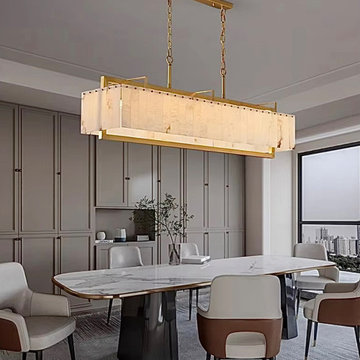 Alabaster Linear Chandelier for Dining Room – Contemporary Interior | LINKORI