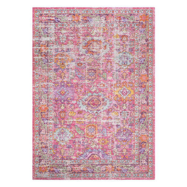 Antioch Updated Traditional Bright Pink, Lavender Area Rug, 3'11