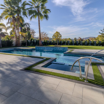 Poway, CA – Modern Pool & Spa with Elevated Water Feature
