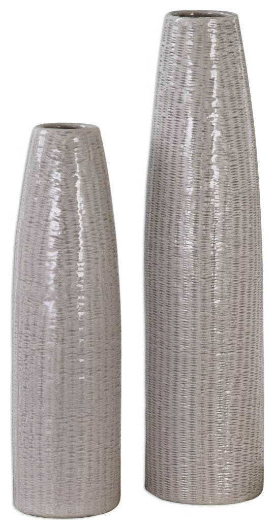 Uttermost Sara Textured Ceramic Vases Set of 2 - Transitional - Vases ... - Textured Ceramic Vase Apartment Decor