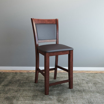 CorLiving Chocolate Brown Bonded Leather Counter Height Dining Chairs, Set of 2