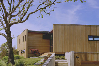 Modern wood exterior home idea in New York