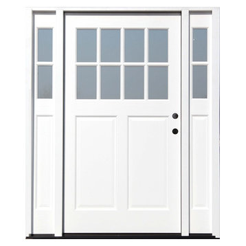 65"x80" White Cottage Ext. Front Door, Left Hand With 9" Sidelites