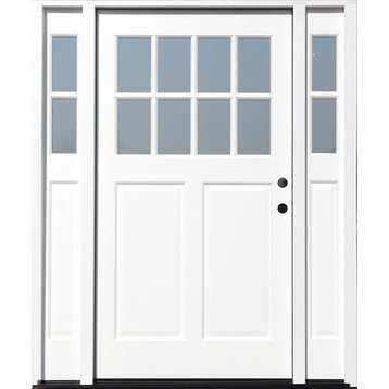 65"x80" White Cottage Ext. Front Door, Left Hand With 9" Sidelites
