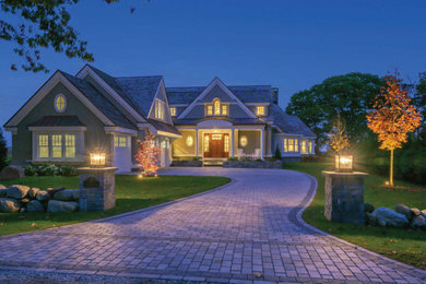 Example of a large transitional two-story house exterior design in Boston