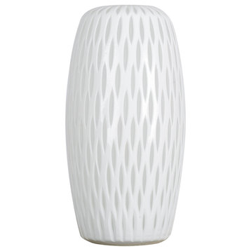 Vickerman 13" White Frosted Glass Vase