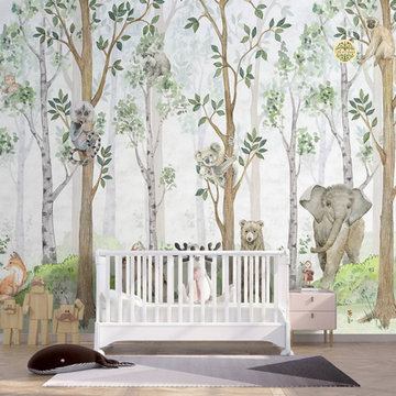 Jungle Tales, Nursery Room Wallpaper     FAQ:  - Prints are vibrant, durable and