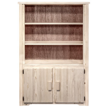 Homestead Collection Bookcase With Storage, Clear Lacquer Finish