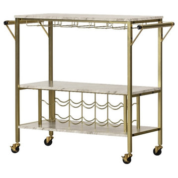 Bar Cart with Wine Bottle Storage and Wine Glass Rack Maliza South Shore