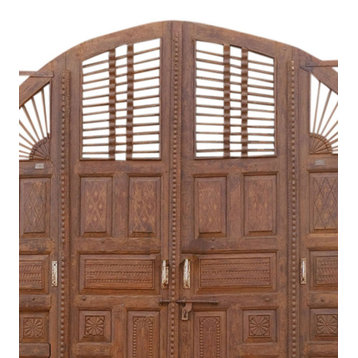 Consigned Antique India Doors, MASSIVE Carved Teak Gates Door Haveli Gates