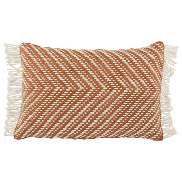 Jaipur Living Odessa Chevron Terracotta/Ivory Indoor/Outdoor Pillow, 16"x24"