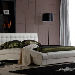 Belaire Tufted Bed | White Leather - Platform Beds