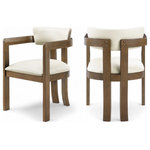 Meridian Furniture - Lavrin Upholstered Dining Arm Chair, Cream, Vegan Leather, Walnut, Set of 2 - Indulge in the allure of the Cream Lavrin Dining Arm Chair by Meridian Furniture. Its captivating design and luxurious Cream elevate any space with effortless elegance. Crafted with precision and durability in mind, this stunning piece becomes the focal point of gatherings, fostering moments of connection and warmth. Embrace sophistication and style with the Lavrin Dining Arm Chair, a testament to exquisite taste and timeless beauty.