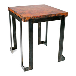 Steel Strap End Table with Hammered Copper Top by Prima - Side Tables And End Tables