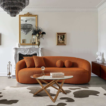 Drake Japandi Style Curvy Boucle 3 Seater Living Room Sofa