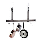 Handcrafted 54" Adjustable Ceiling Bar w 12 Hooks Hammered Steel