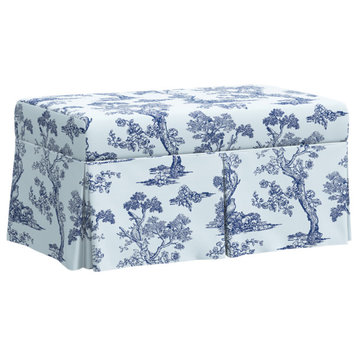 Red from Scalamandre by Cloth & Company Norwalk Storage Bench, Toile Blue