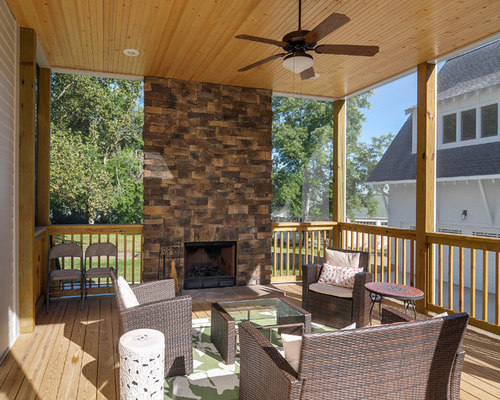 Four Season Porch With Fireplace | Houzz
