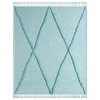 Bohemian Basics Decorative Diamond Tufted Cotton Throw Blanket, Aqua Sky Blue