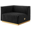 Conjure Channel Tufted Velvet 5-Piece Sectional, Gold Black