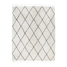 Albin White and Black Diamond Shag Rug, 8'x10'