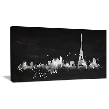 "Paris Dark Silhouette" Canvas Print, 32"x16"
