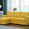 Lucca Linen Reversible Sleeper Sectional Sofa, Yellow