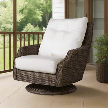 Lloyd Flanders Largo Woven Vinyl High Back Swivel Rocker Lounge