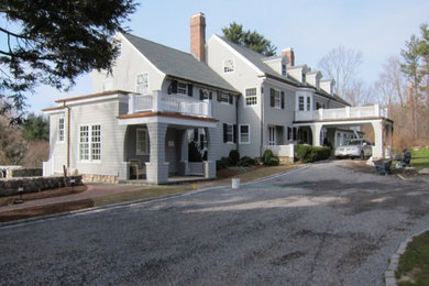 Example of a cottage exterior home design in Boston