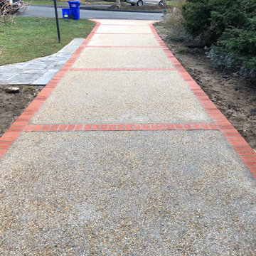 Exposed Aggregate Concrete Driveway with Brick Paver Border in Silver Spring MD